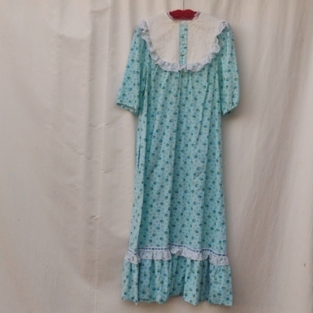Vintage Andrade Blue Floral Maxi Mumu Dress Women's 16